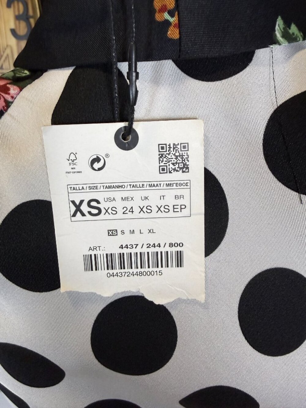 Zara NWT Mixed Print Floral Polka Dot Wrap Midi Dress Yellow Black | Size XS - Picture 4 of 9
